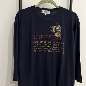 Iceberg Blue Wool Blend Round Neck Embroidered Turkey Long Sleeve Blue Size 46